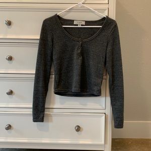 “No comment” semi see-through cropped long sleeve